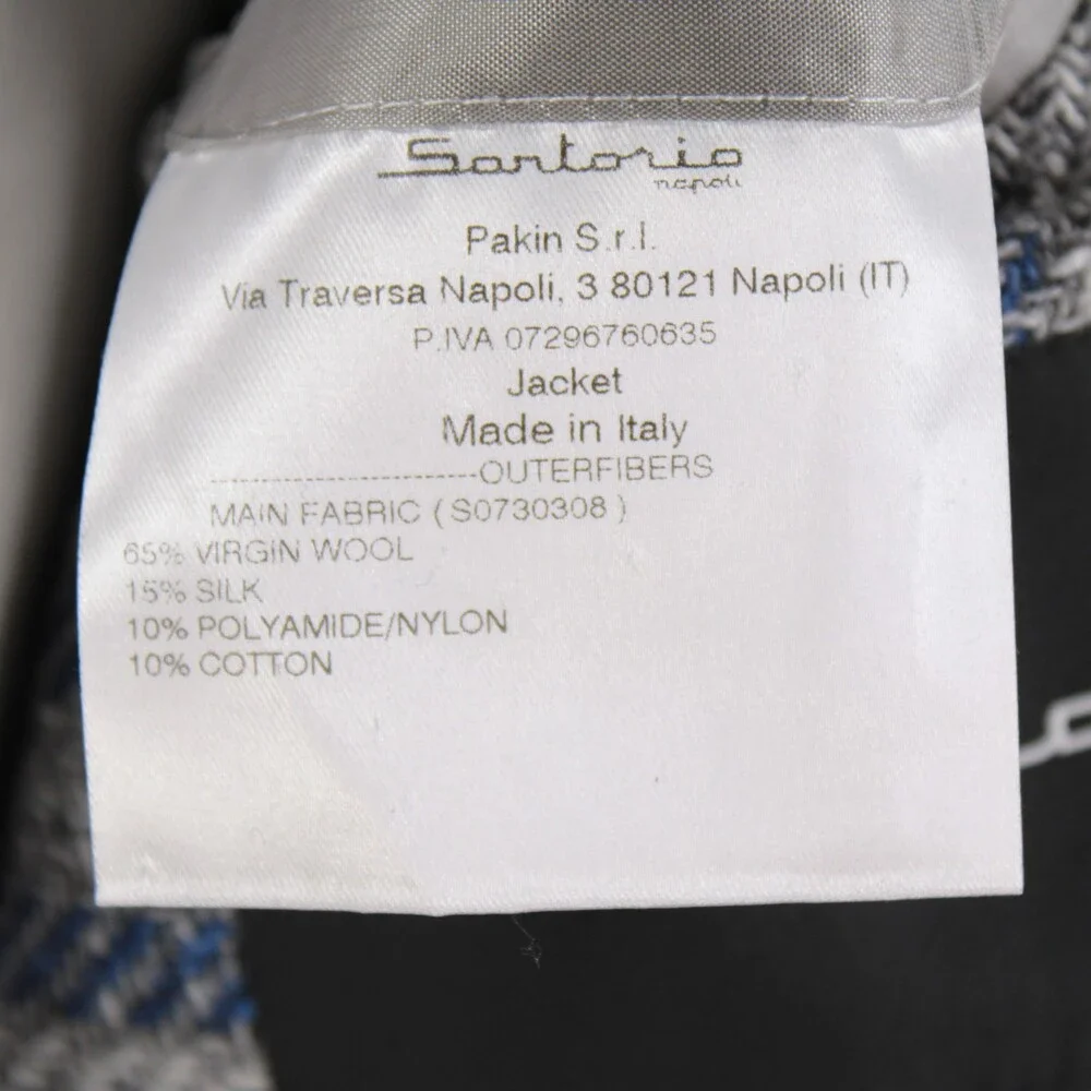 Sartorio Kiton NWT Wool Blend Sport Coat Size 50R (40R US) Gray w/ Blue & White